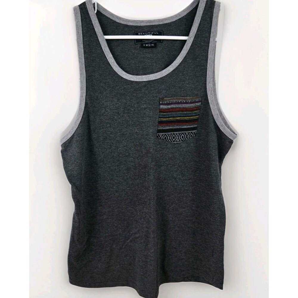 Beautiful Giant - Southwest Aztec Pocket - Cotton Blend Tank Top Shirt Mens Sz L